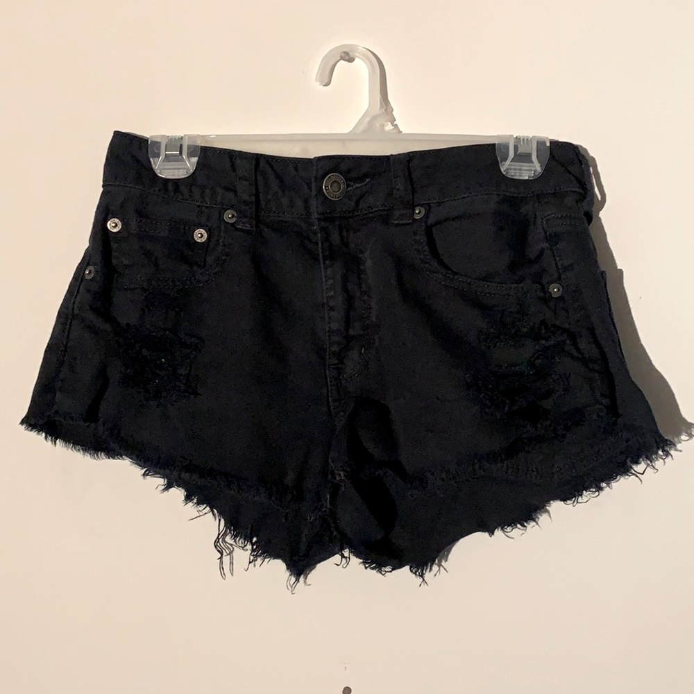 American Eagle black distressed cutoff shorts